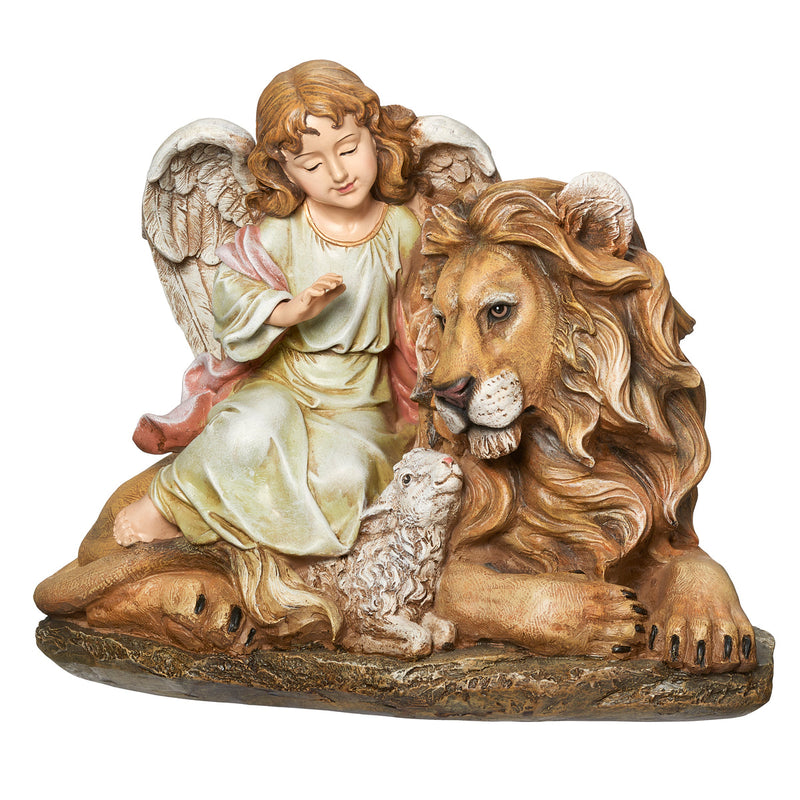 Lion and Lamb with Angel Figure 11.5"