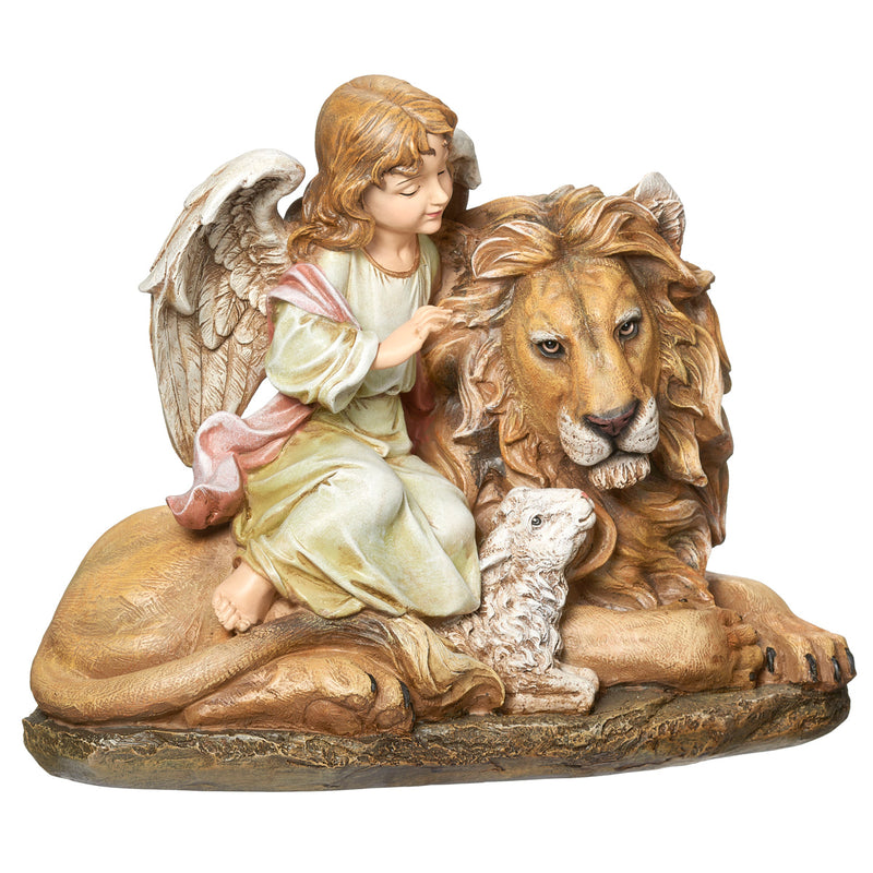 Lion and Lamb with Angel Figure 11.5"