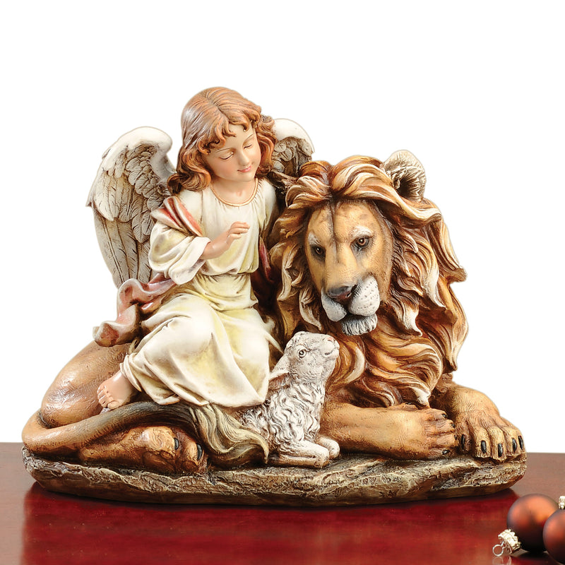 Lion and Lamb with Angel Figure 11.5"