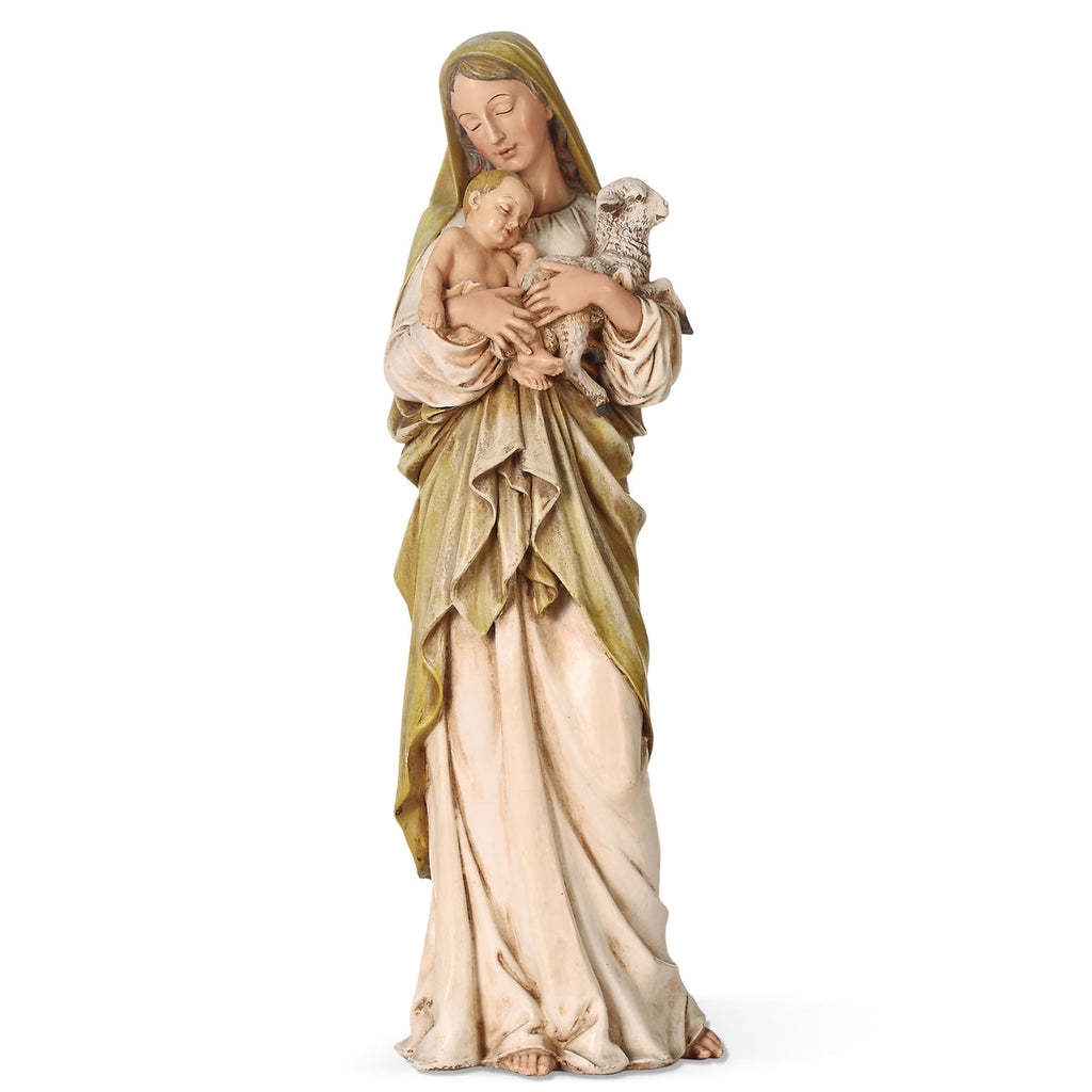 L'innocence Madonna and Child with Lamb Statue 12"H