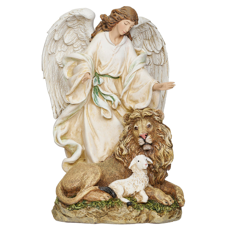 Angel with Lion and Lamb Statue 9.25"H