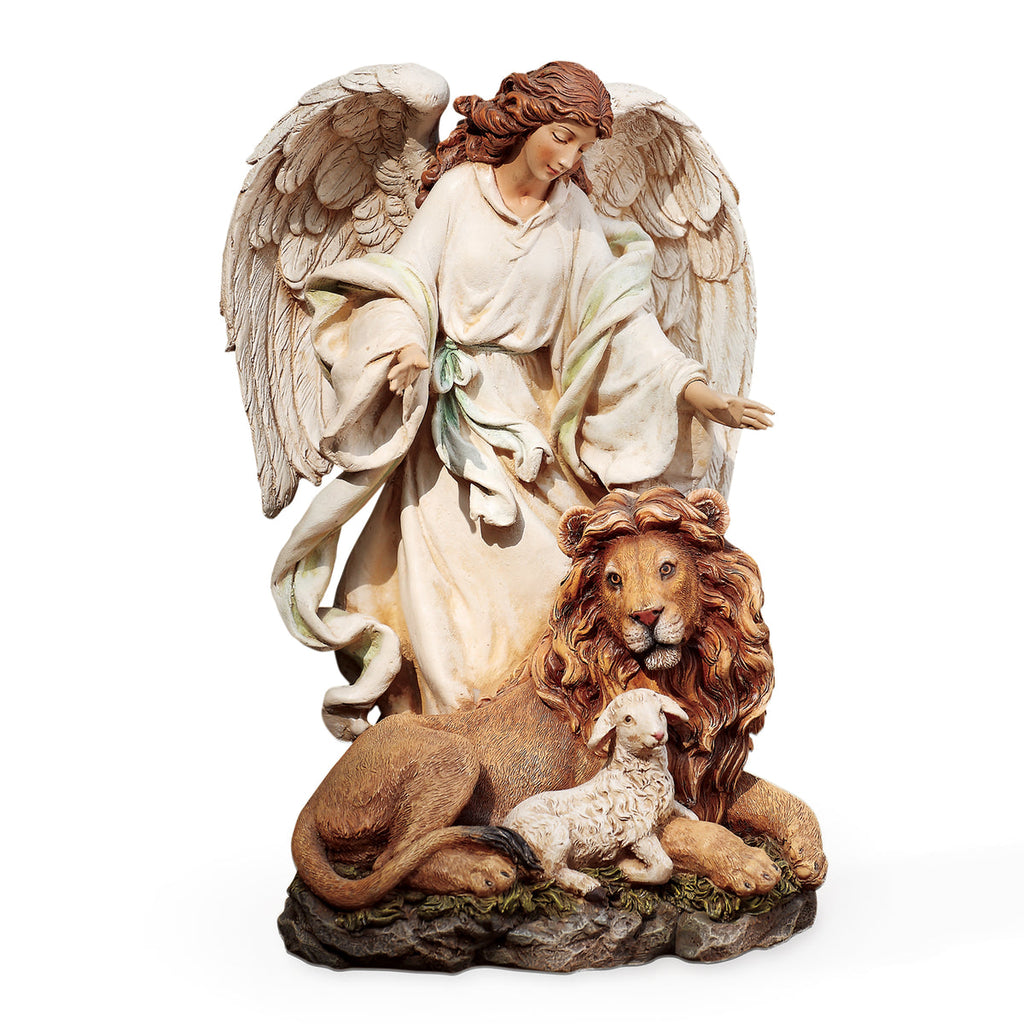 Angel with Lion and Lamb Statue 9.25"H