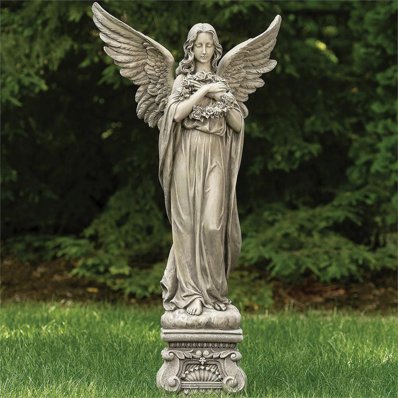 Joseph's Studio 48"H Angel Holding Wreath Garden Statue