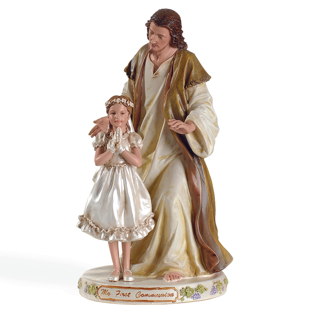 Jesus with Praying Girl Communion Figure 9.5"H