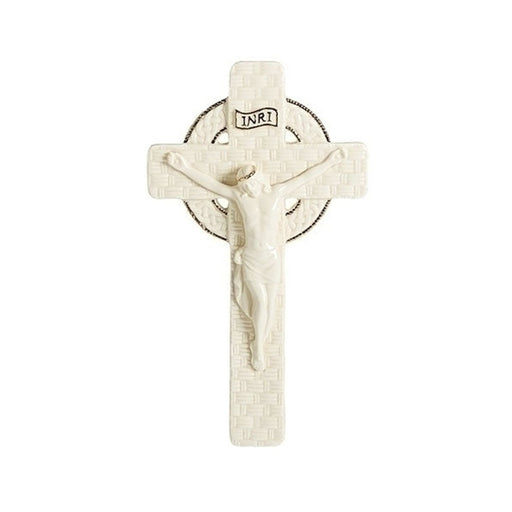 Roman Celtic Crucifix with Basket Weave Texture 8" H