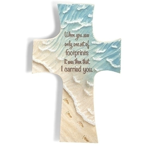 Footprints Wall Cross 8"H