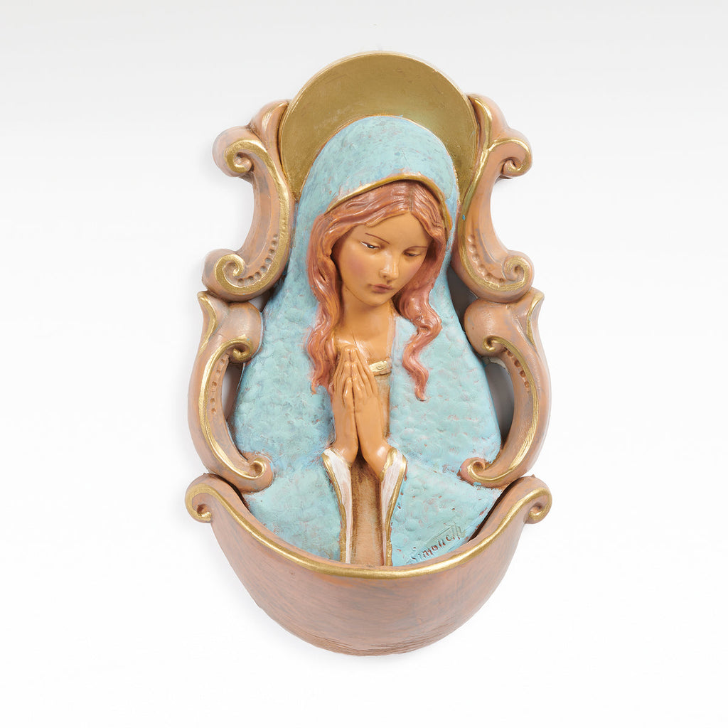 Woodtone Madonna Holy Water Font 6"H