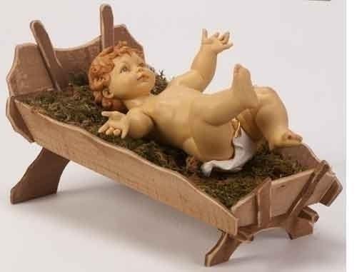 Fontanini 50" Scale 2-Piece Set Infant with Natural Wood Manger