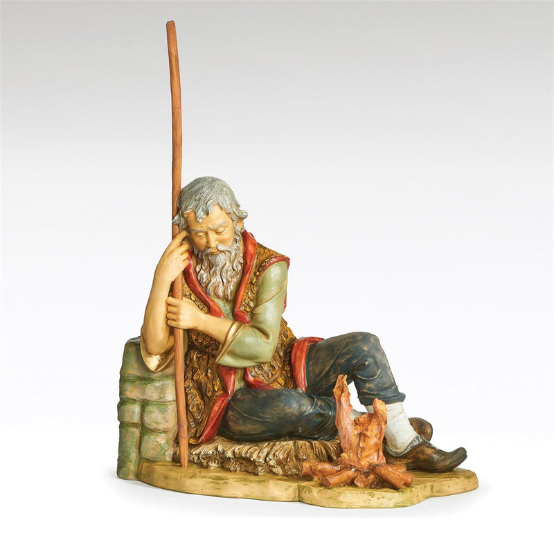 Fontanini 50"Scale Mark, Seated Shepherd with Campfire; Nativity Figure