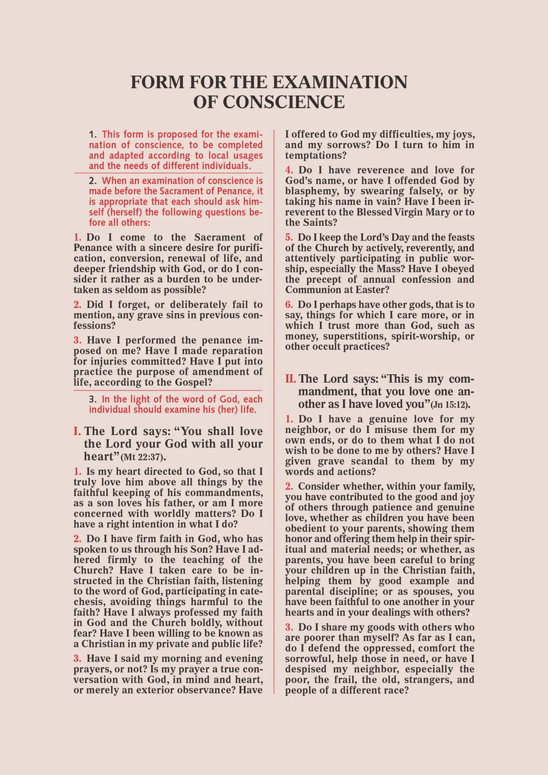 Form for the Examination of Conscience | Catholic Book Publishing | SKU 528C