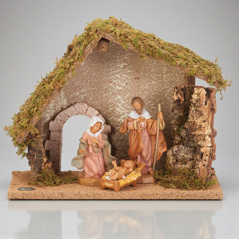 3 Figure Nativity Set with Italian Stable 5"