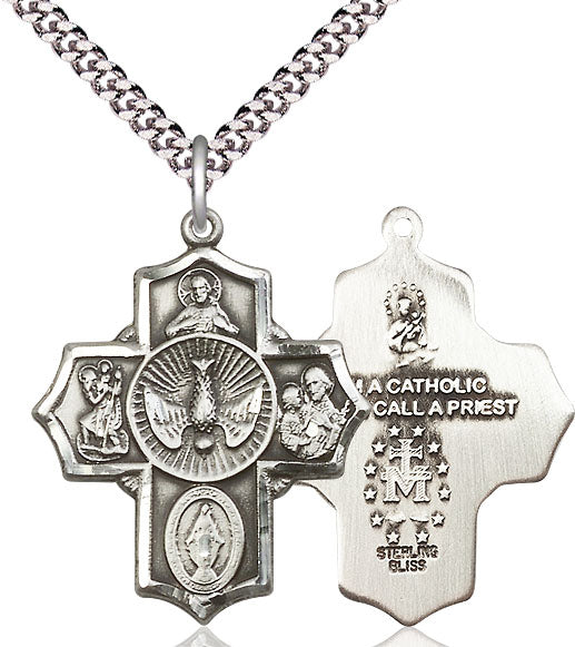 5-Way Medal Sterling Silver 24"