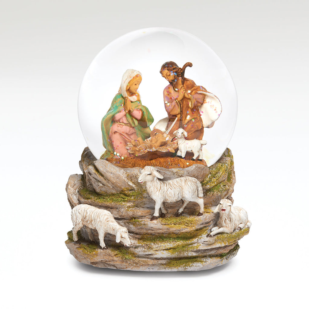 Musical Holy Family Snow Globe 5.75"H