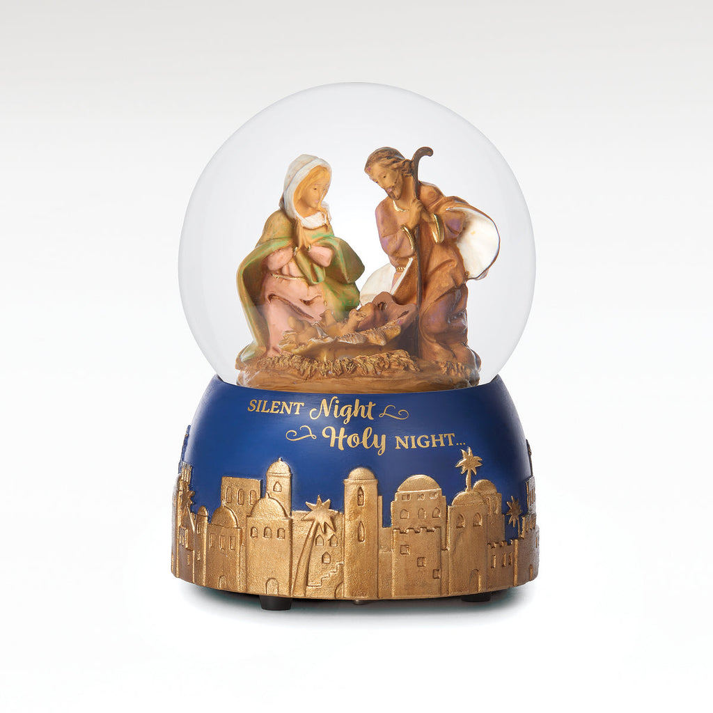 Musical Holy Family Snow Globe 6"H