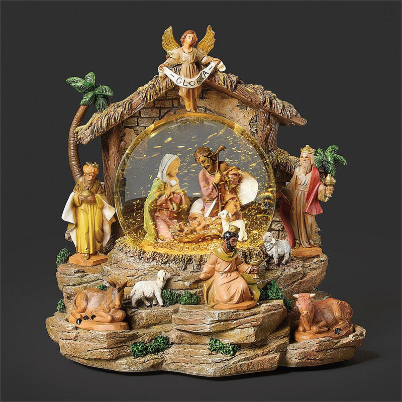 Fontanini 7.75"H Musical Nativity Dome 100mm; Swirl; USB Cord Included