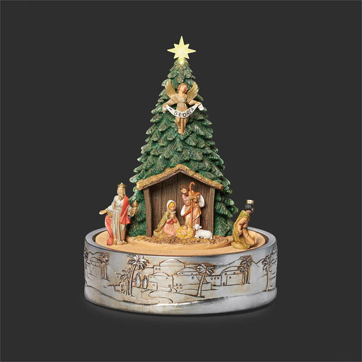 Fontanini 11.25"H Musical Nativity Tree with Rotation & Light