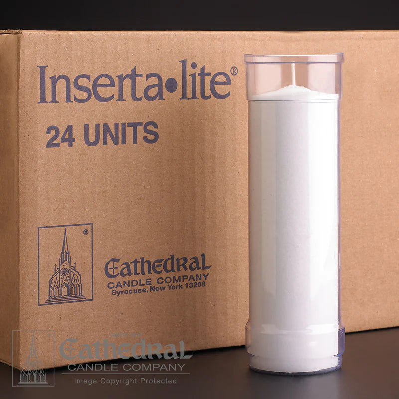 Cathedral Candle Devotional Candle Insert-a-Lites with Cross | 5-Day, 6-Day & 7-Day