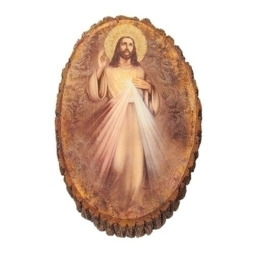 Divine Mercy Wood Look Plaque 12.25"H