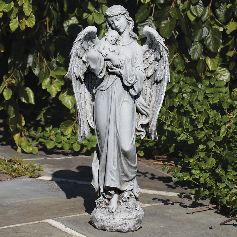Roman Angel Holding Baby Garden Statue 25.5" H