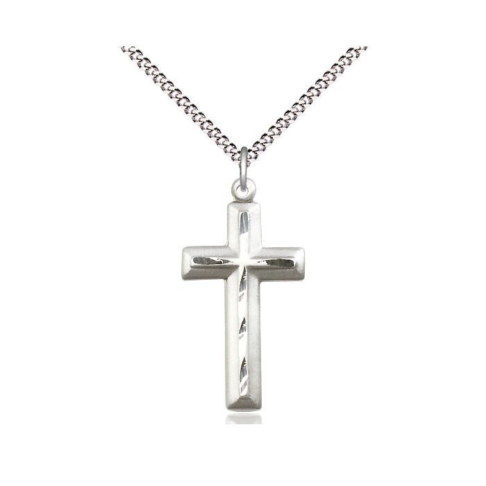 Cross Sterling Silver Necklace with 18" Chain | Bliss