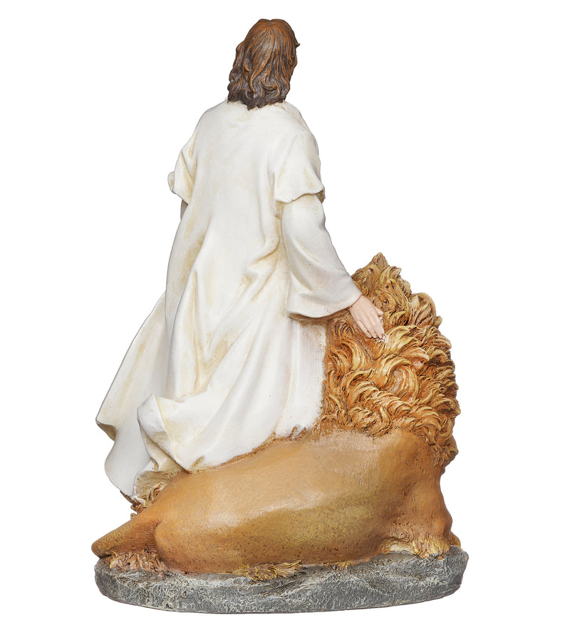 Jesus with Lion and Lamb Statue 12"H
