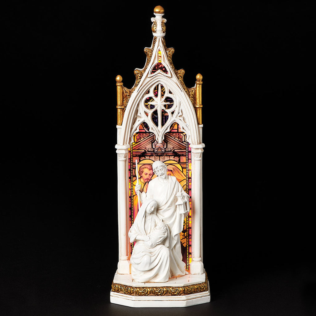 Lighted Holy Family Stained Glass Window Figure 11.75"H