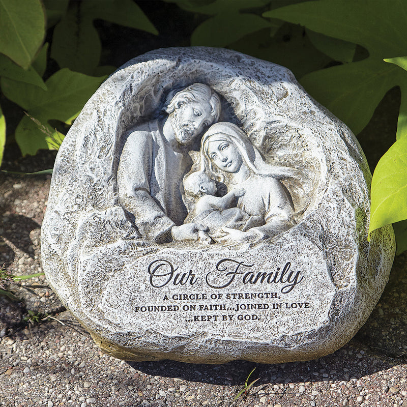 Holy Famly Garden Stone 4.25"H