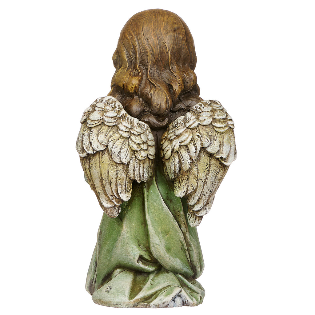 Kneeling Angel Garden Statue Colored 12"H