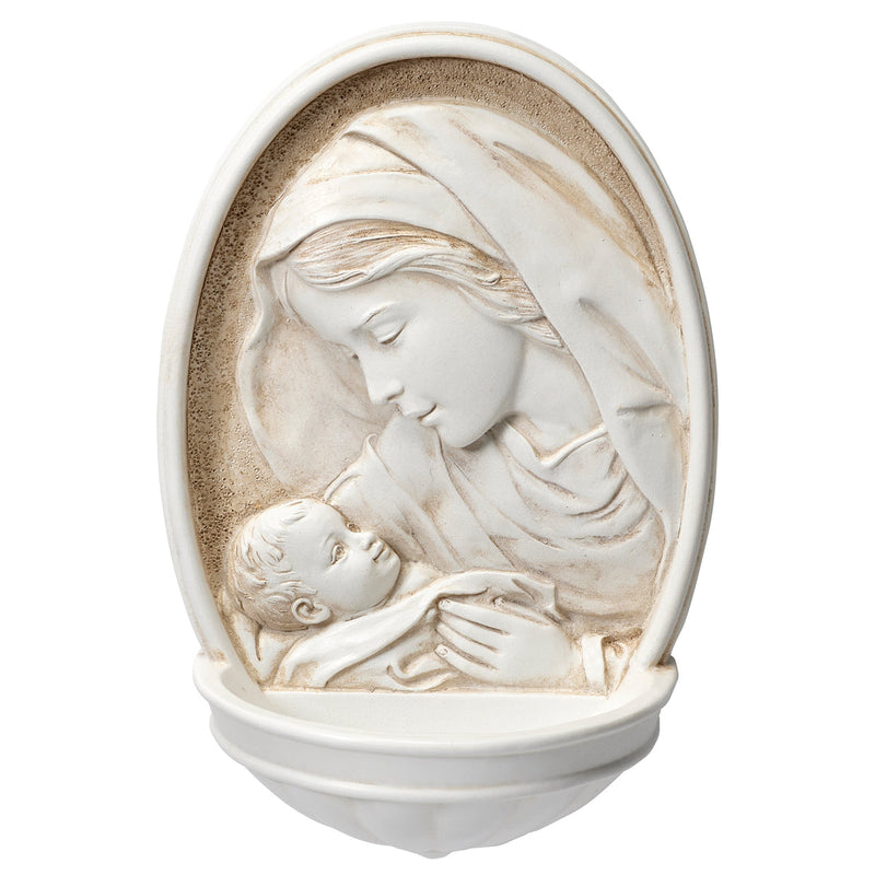 Madonna and Child Holy Water Font 8"H