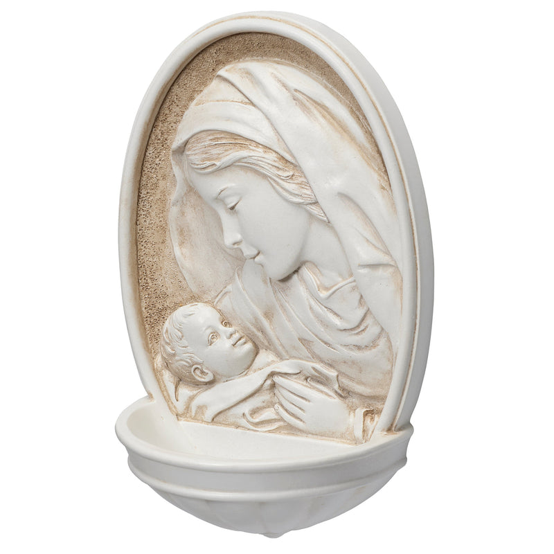 Madonna and Child Holy Water Font 8"H