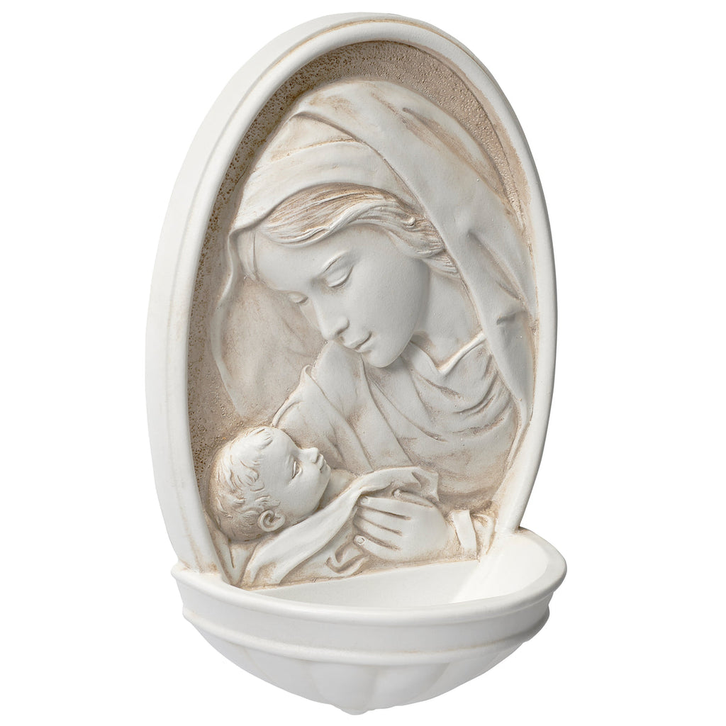Madonna and Child Holy Water Font 8"H