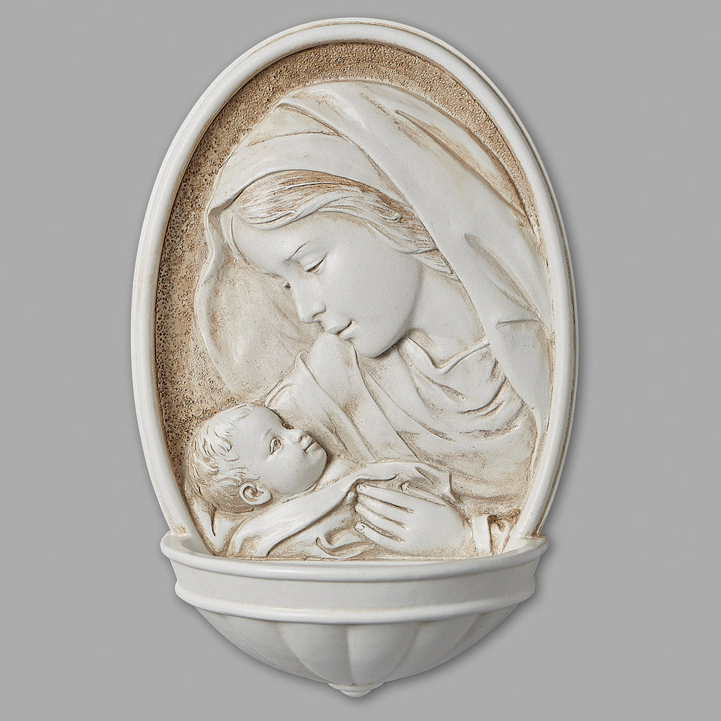Madonna and Child Holy Water Font 8"H