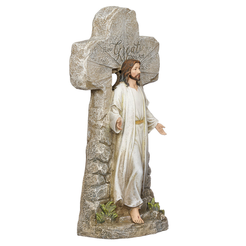Jesus Rising from Tomb Cross Statue 15.25"H