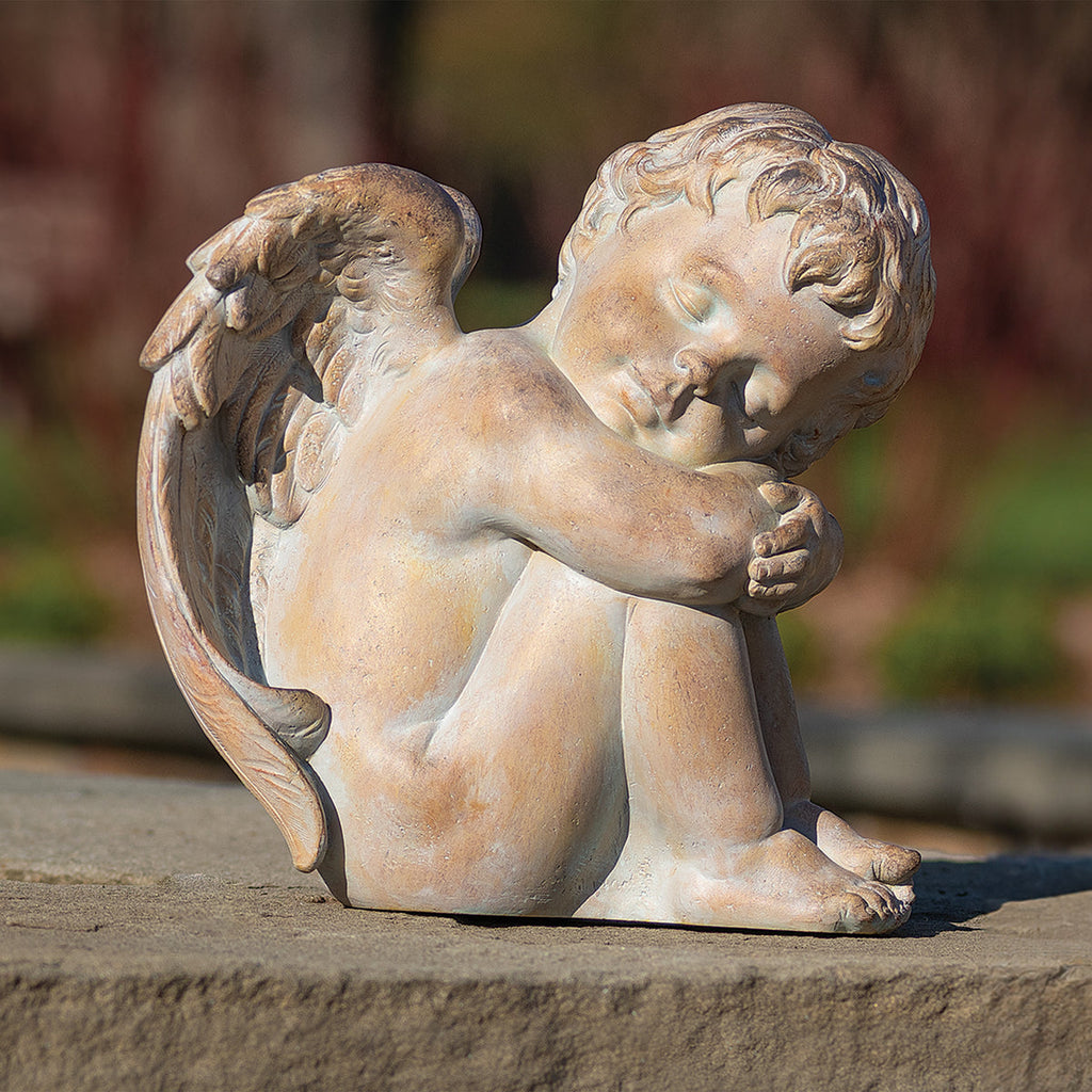 Sleeping Cherub Statue 9"H