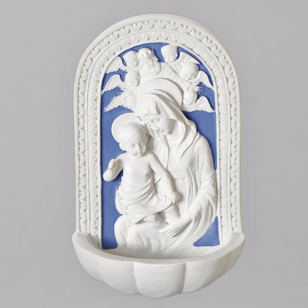 Madonna and Child Holy Water Font 6"H