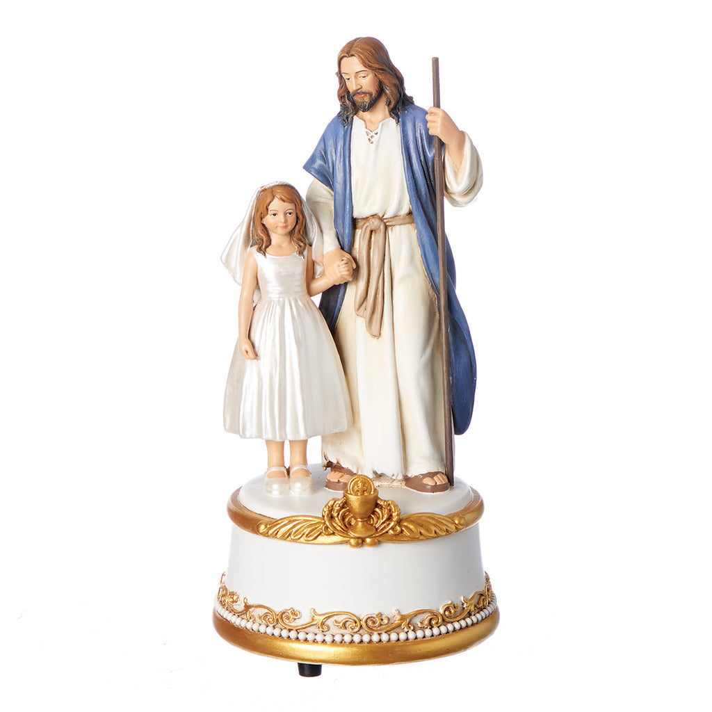 Jesus with Girl Communion Musical Figure 7.5"H