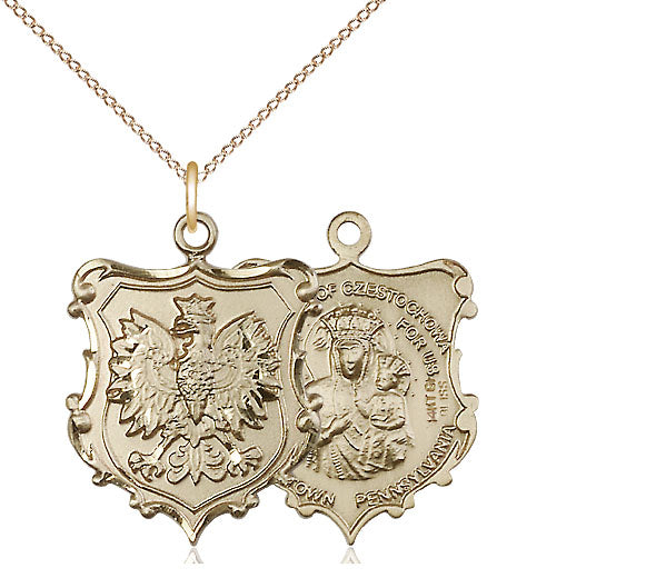 Our Lady of Czestochowa Necklace Gold Filled 18"