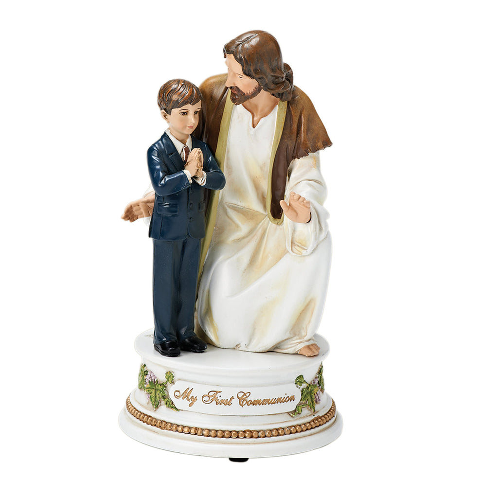 Jesus with Boy Musical Communion Figure 7.25"H