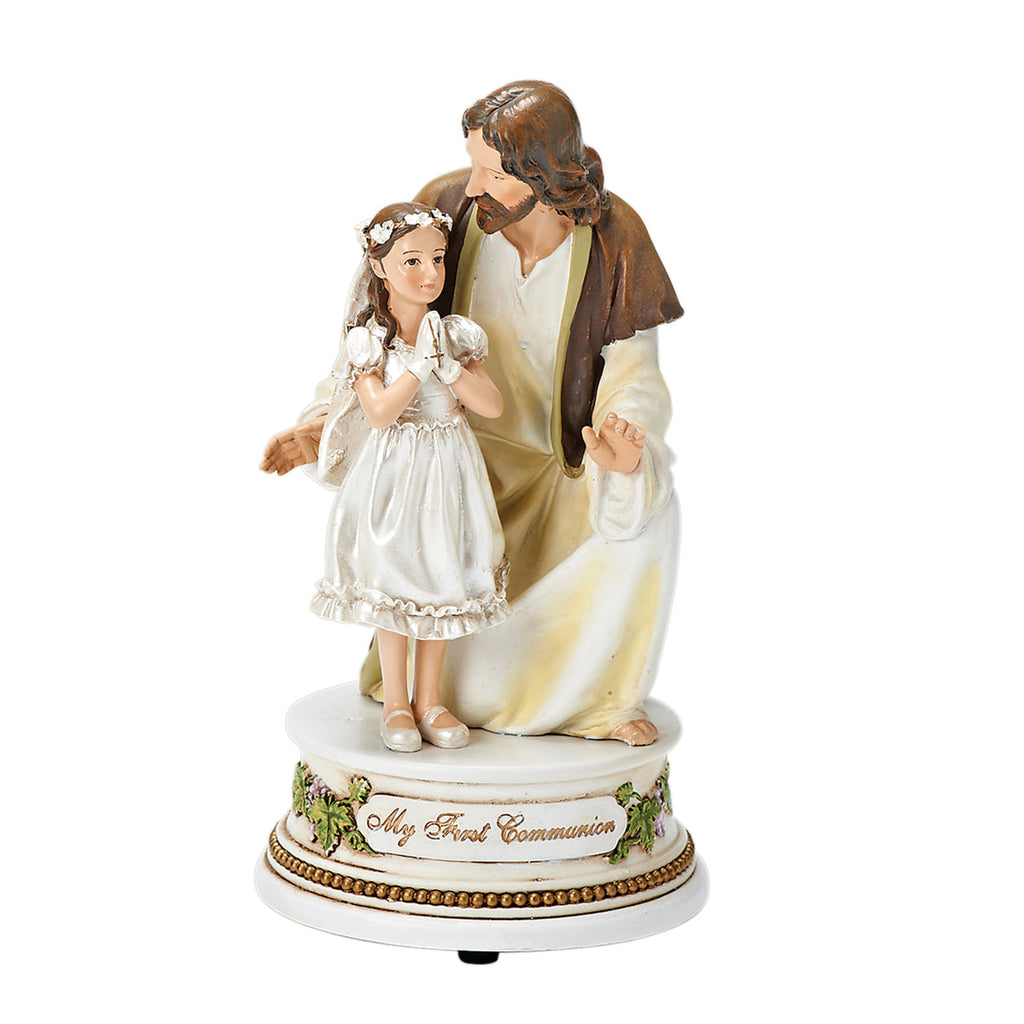 Jesus with Girl Musical Communion Figure 7.25"H