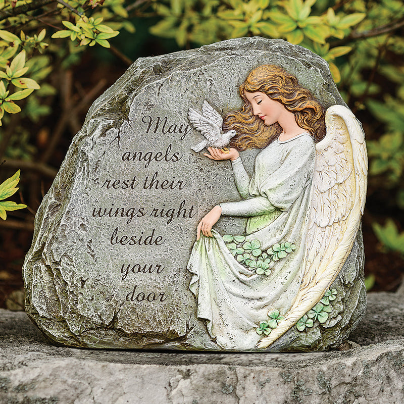 Celtic Angel with Verse Garden Stone 8.25"H