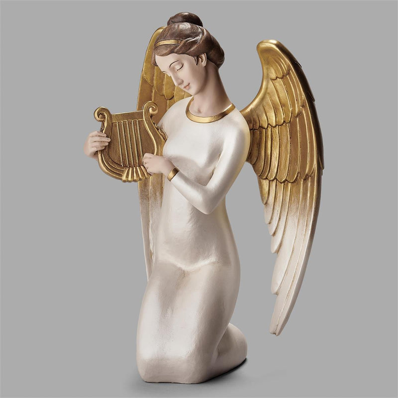 Joseph's Studio 14"H Angel with Gold Wings with Harp Figure