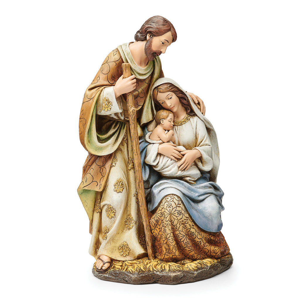 Holy Family Figure with Rich Color and Embossed Details 9.5"H