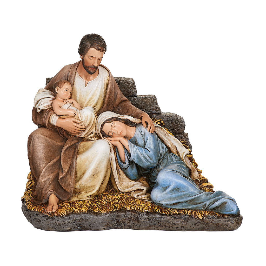 Joseph Watching Over Sleeping Mary and Jesus Statue 6.7"H