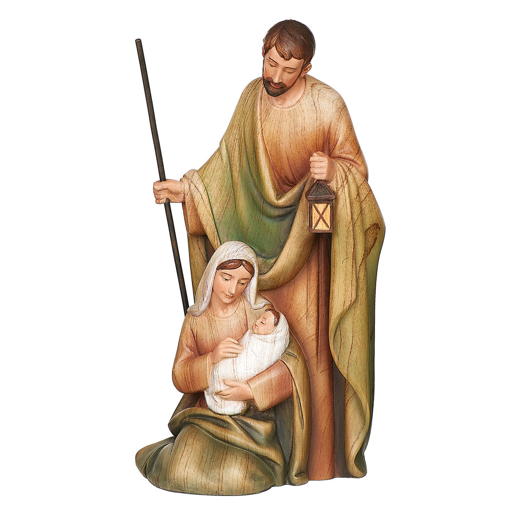 Holy Family Stained Wood Figure 8.5"H