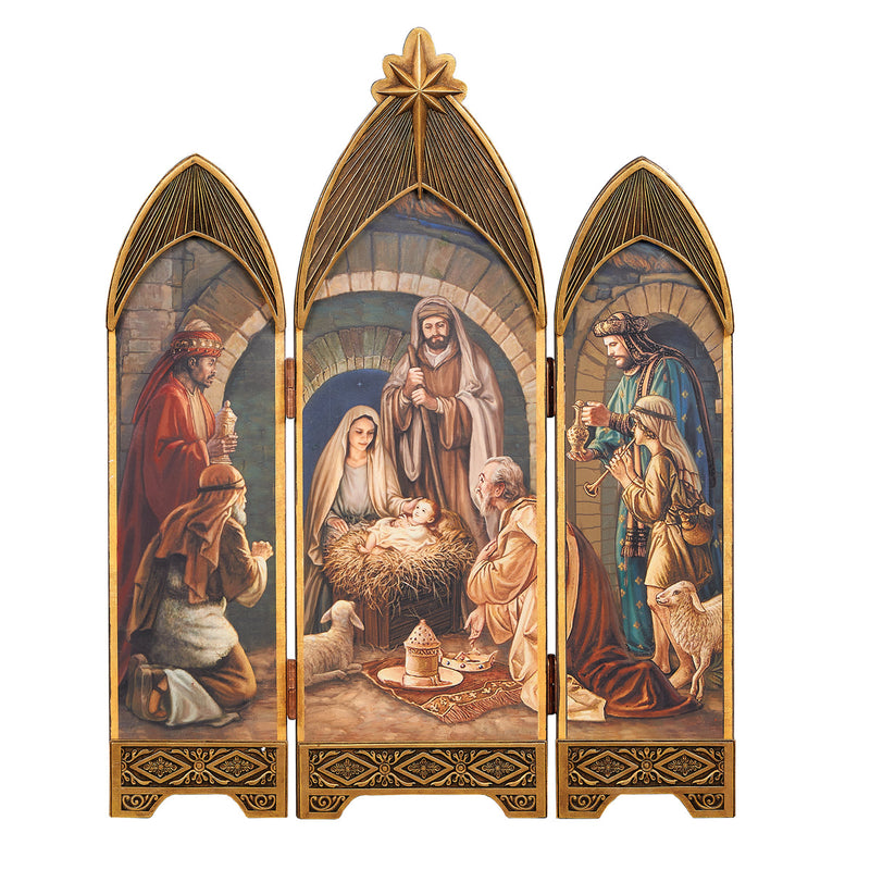 Nativity Triptych with Oil Paint Look 28"H