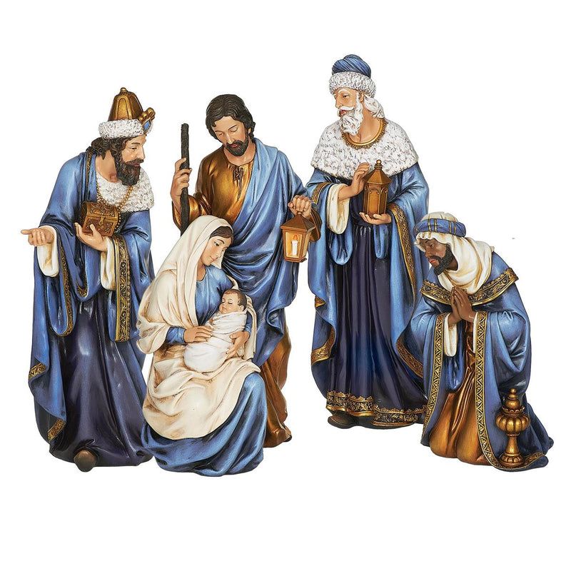 Joseph's Studio 9.5"- 15"H 4-Piece Set Nativity Blue/Gold