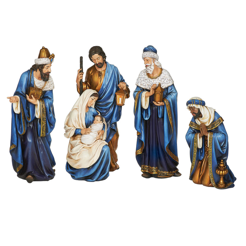Joseph's Studio Nativity Set in Royal Blue and Gold 9.5"- 15" H 4-Piece Set