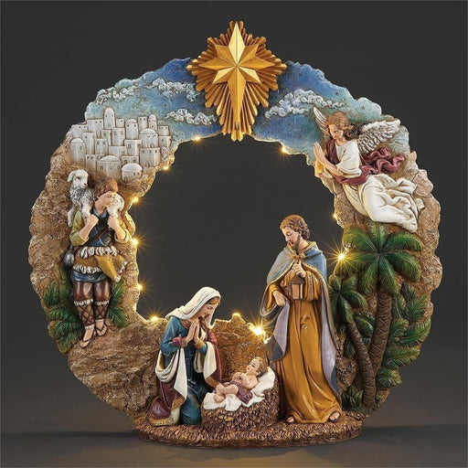 Joseph's Studio 17"H Lighted Nativity Wreath Shape Figure