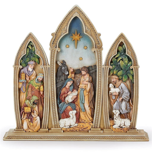 Joseph's Studio 12"H Nativity Triple Arch Gold