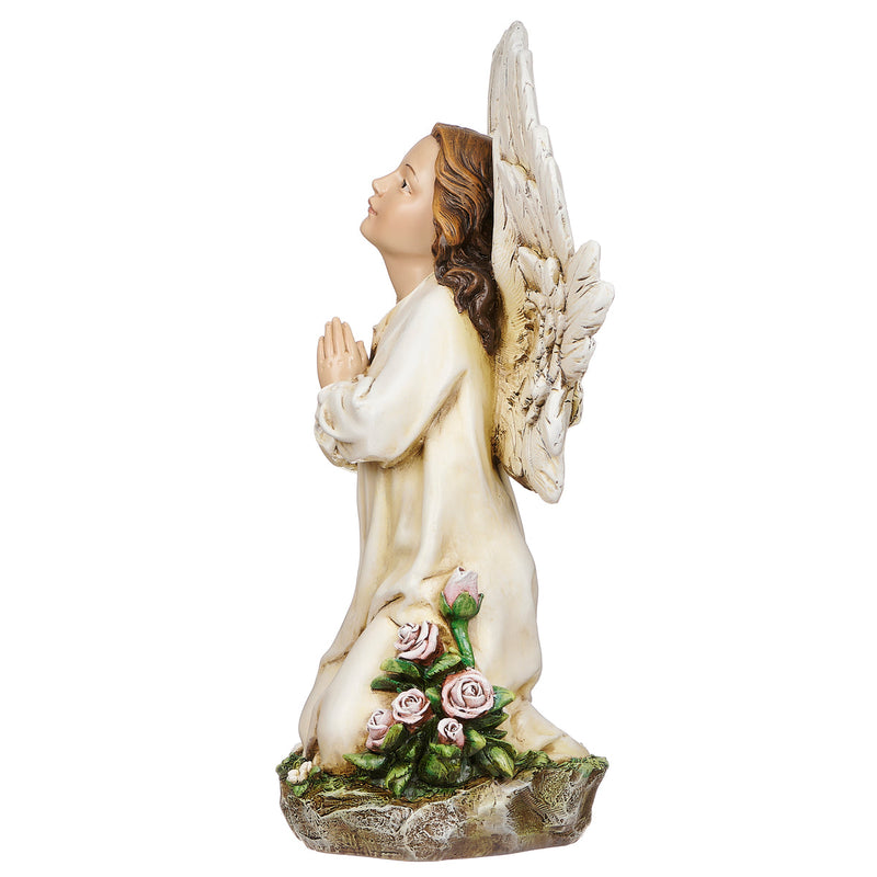 Kneeling Angel Garden Statue Colored 15.75"H